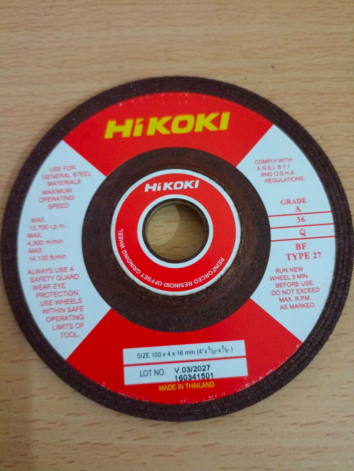 Hikoki 4" Grinding Wheel (Brown)